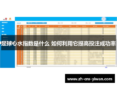 足球心水指数是什么 如何利用它提高投注成功率